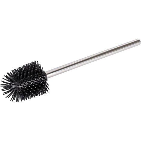 NOLUXA Brosse de silicone avec manche acier inox Brosse de toilette avec tête de rechange en silicone Brillant