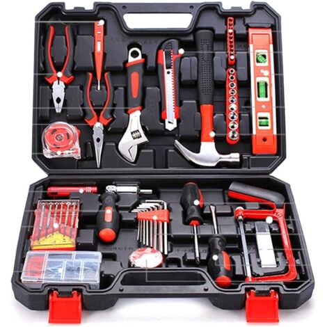 NOLUXA Caisse a Outils Complete 110 pcs - avec Marteau Pince Jeu de Tourvis Screwdriver Bits Kit, Convient à L'entretien Ménager de Routine