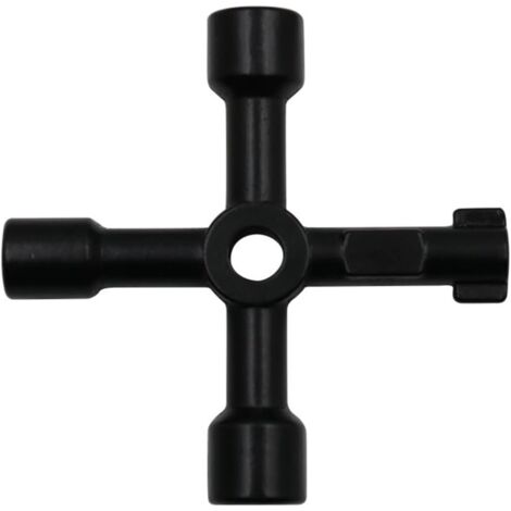 NOLUXA Clé carrée 1 pièce, clé Multifonction 4 Voies, Croix d'accès 4 Voies pour Armoire de Commande vanne Compteur d'eau (Noir)