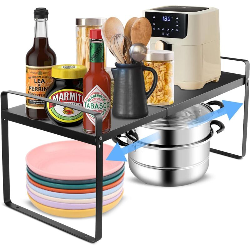 NOLUXA Étagère extensible de Rangement en métal, Étagère de rangement pour Placard de Cuisine/Salle de Bain/comptoirs/ustensiles