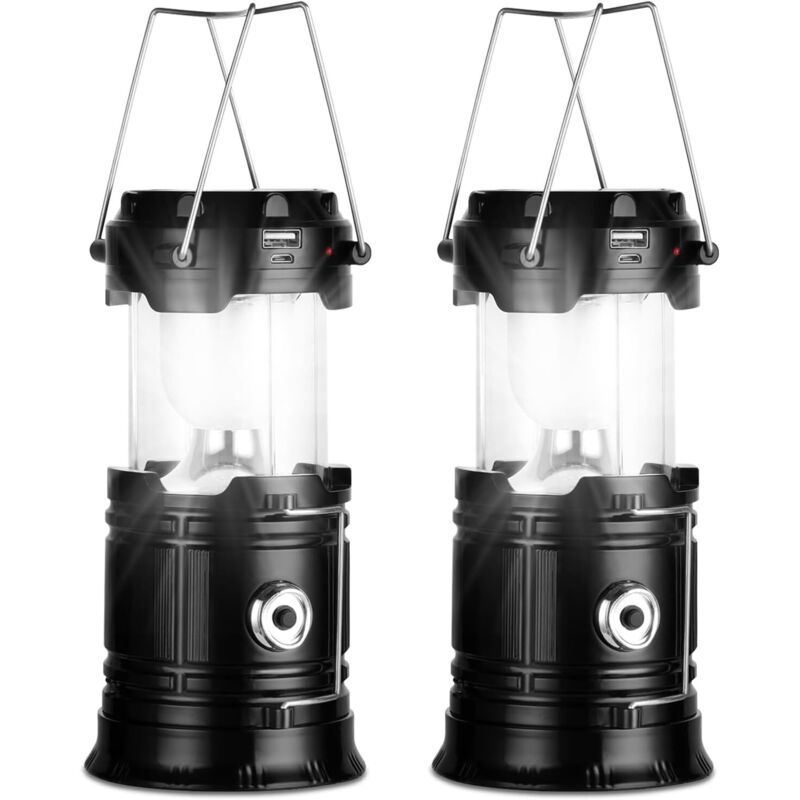 NOLUXA Lanterne Solaire de Camping, Lot de 2 de Lampe Torche pour Eclairage Extéieur, Portable Lampe de Camping Imperméables IP54