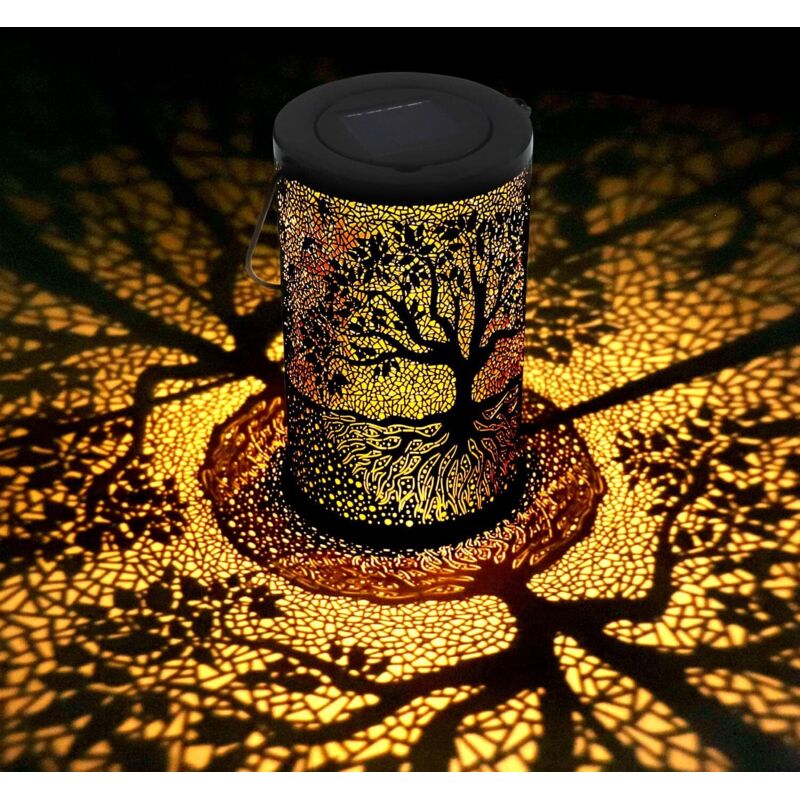 NOLUXA Lanterne Solaire Exterieur Jardin, Lampe Solaire Exterieur Decorative, Suspendre/ Poser, Imperméable IP44, pour Balcon, Jardin (Arbre) [Classe