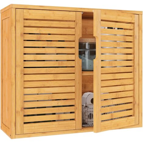NOLUXA Meuble de rangement de salle de bain,Bambou - 20 x 59 x 51 cm - Naturelle