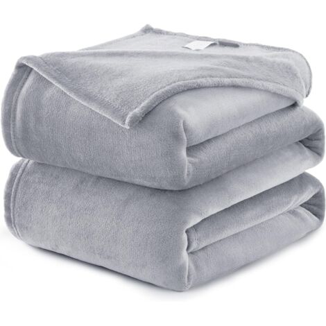 NOLUXA Plaid Couverture Polaire Flanelle en Microfibre, Jeté de Canapé 150x200 gris argenté, Couverture lit Jete de Canape 2 Personnes