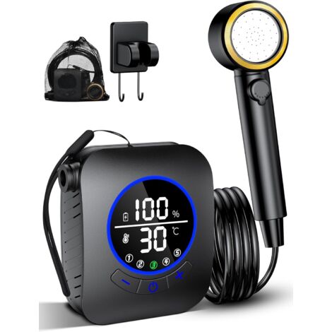 NOLUXA Portable Camping Douche, Douche de Camping Rechargeable avec 8000mAh Batterie, Douche avec Pompe, Tuyau de Douche de 2m