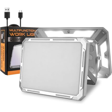 NOLUXA Projecteur LED Rechargeable 50W Projecteur Chantier Portable 116 LED Projecteur LED Batterie Lampe de Travail avec USB/Magnétique