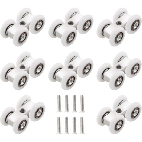 NOLUXA Roulettes pour portes coulissantes, 8 pièces, Blanc, Aluminium, Plastique