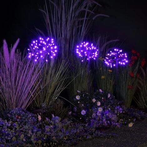 Noma 3 x Lilac Purple Firework Starburst Stake Post Lights Connectable LED Mains