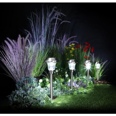 Noma 4 x Deco Border Post Stake Light Connectable Silver Mains Garden