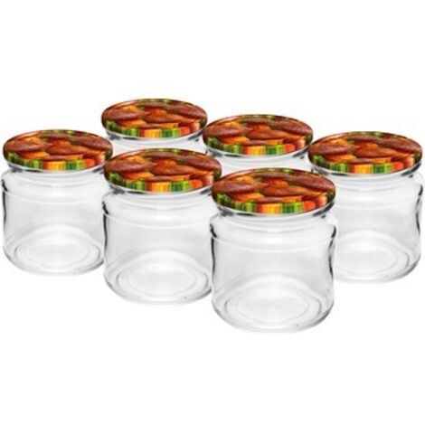 Nome Barattoli in vetro 212ml - Confezione da 6 con coperchi colorati
