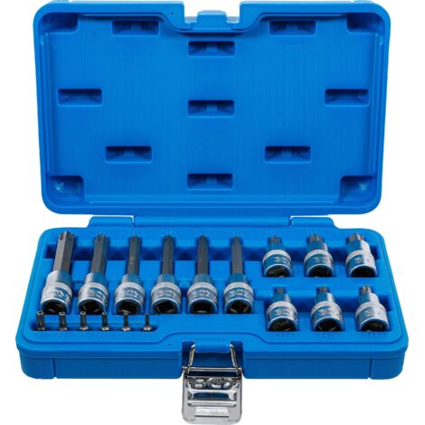 Nom
Jeu d'embouts BGS Bit pour entraînement carré intérieur 6,3 mm (1/4") / 12,5 mm (1/2") profil en T (pour Torx) avec trou 18 pcs. - 5174