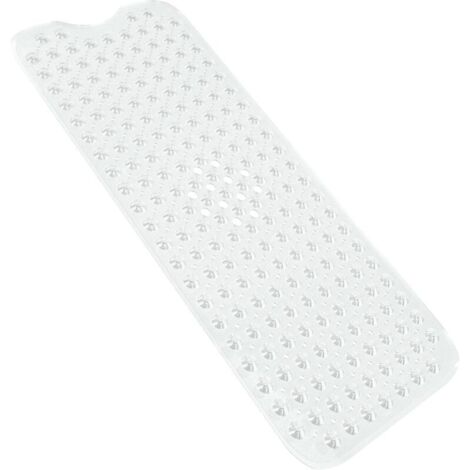 Non-slip bath mat for children, shower, 100 x 40 cm, extra long, Apis non-slip bath mat with suction cups, white, machine washable.