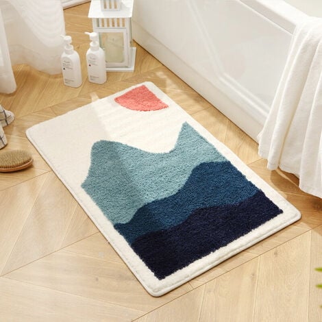 Non-slip Bath Mat Kitchen Rug Fluffy Bathroom Rug Soft Microfiber Shower  Mat, Quick Drying, Water Absorbent, Machine Washable-40 X 60cmblue