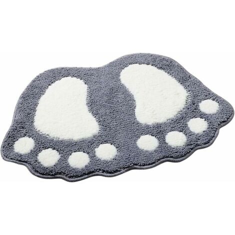 Non-slip bath mat Large feet pattern For bathroom, shower Absorbent (Silver gray)