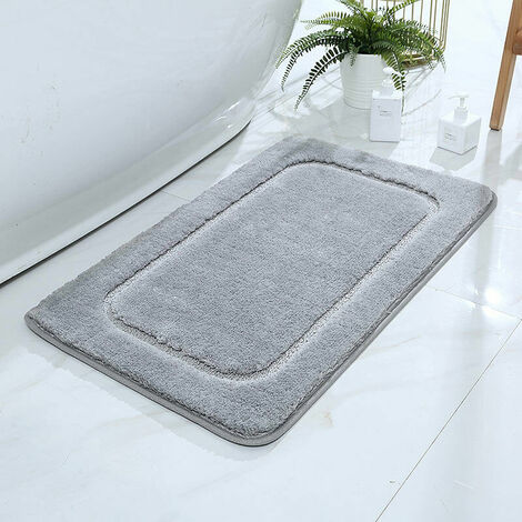 60x40cm Soft, Mold-proof And Machine Washable Bathroom Floor Mat, Gray