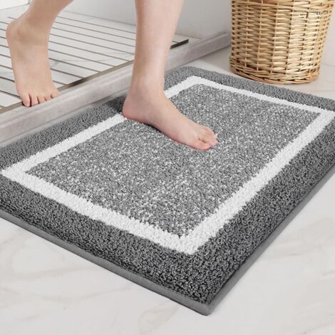 Non-Slip Bath Mat, Soft Microfiber Bath Mat, Machine Washable, Absorbent Shower Mat, 50 x 80 cm, Dark Grey YMYNY