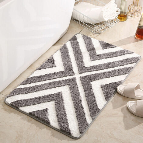 60x40cm Soft, Mold-proof And Machine Washable Bathroom Floor Mat, Gray