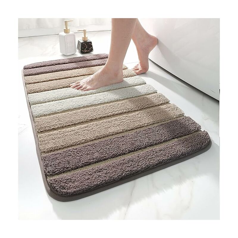 Non-slip bath mat, super soft, machine washable, absorbent, 50 x 80 cm, (beige)
