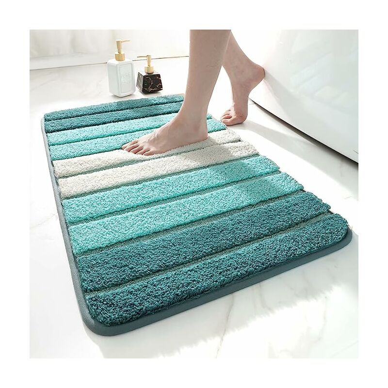 Non-slip bath mat, super soft, machine washable, absorbent, 50 x 80 cm, (turquoise)