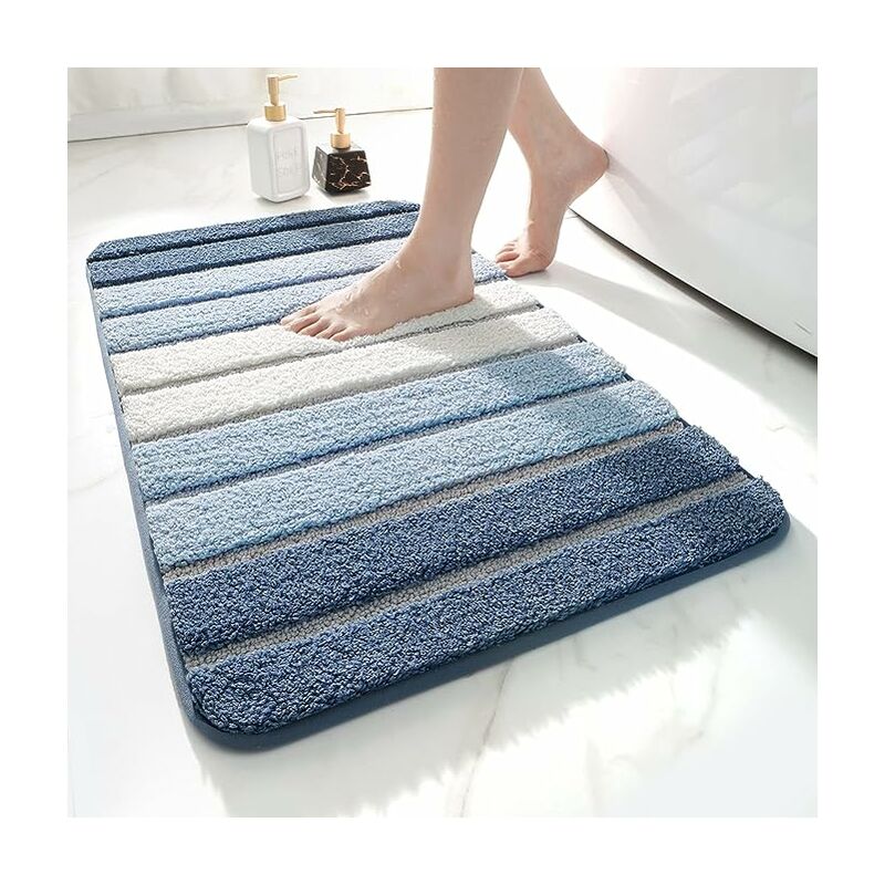 Non Slip Bath Mat, Super Soft, Machine Washable, Absorbent, 50 x 80cm, (Blue)