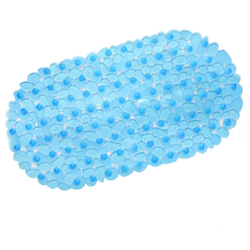 Non Slip Bathtub Mat, Pebble Frosted pvc Bath Mat Anti-Mould Anti Slip Plastic Shower Mat (Blue)