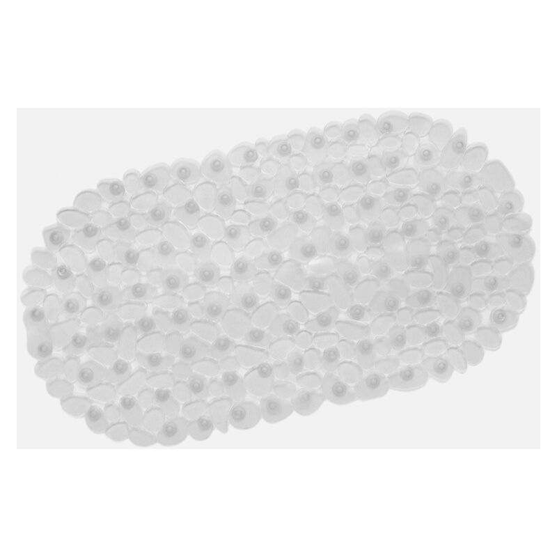 Non Slip Bathtub Mat, Pebble Frosted PVC Bath Mat Anti-Mould Anti Slip Plastic Shower Mat （White）