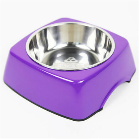 main image of "Non-Slip Dog Bowl - Cat Bowl - Stainless Steel and Melamine Dog Food Bowl - for Large and Small Dogs - Lilac"