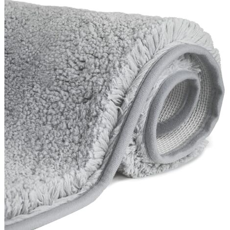 Non-Slip Microfiber Shag Bath Mat, Machine Washable Floor Mat with Soft Water Absorbent Microfiber for Bathtub, Shower and Bathroom