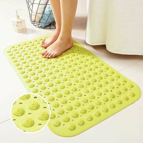 Non-slip rubber bath mat with suction cups (yellow-green, 46 x 78 cm)
