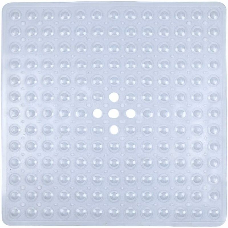 Non-slip square bath mat with suction cups for bathroom, toilet, hotel (53 x 53 cm, light white)