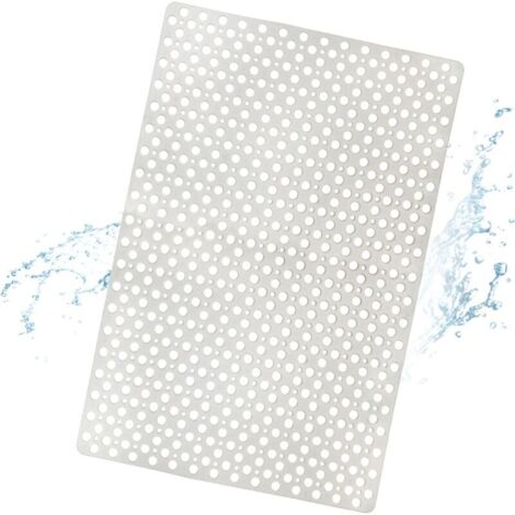 Non-Slip TPE Bath/Shower Mat with Suction Cups and Drain Holes, White, 43 x 75 cm