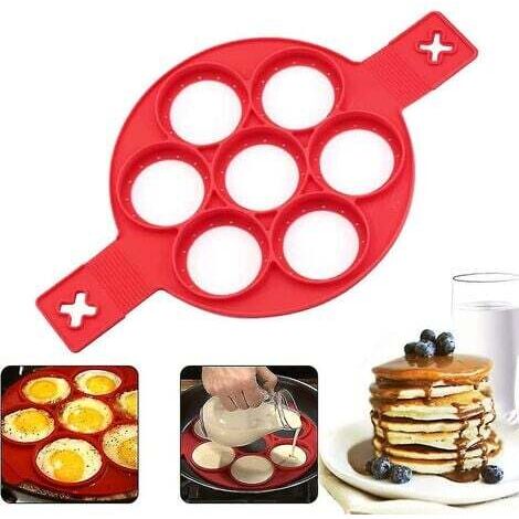 Non-stick Pancake Pan Non-stick Silicone Egg Ring Pancake Pan Pancake Pan Silicone Omelet Maker Circle With 7 Holes Reusable Non