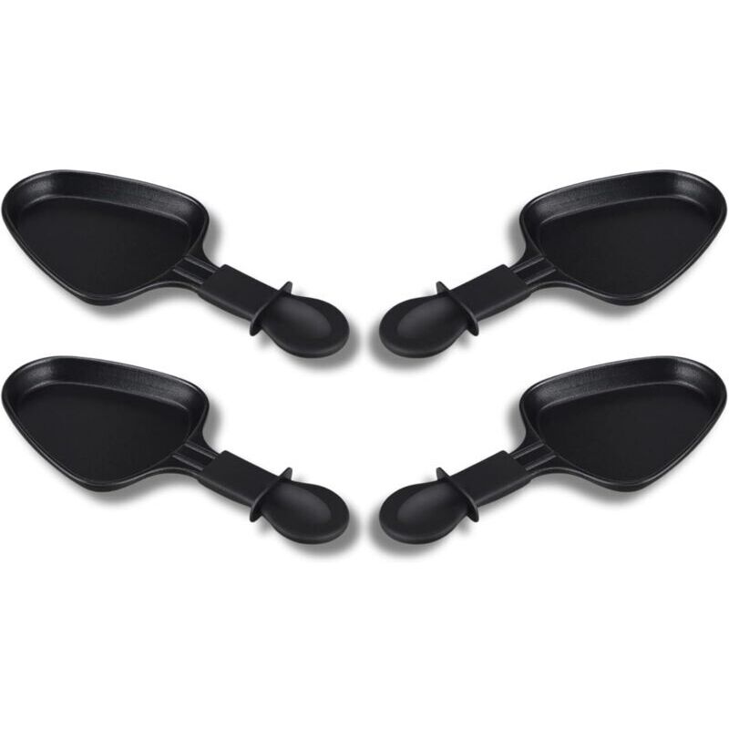 Non-stick raclette pans. Set of 1 to 12 pieces. Mini raclette triangle. Comes with an ergonomic and easy-to-clean cleaning aid accessory.