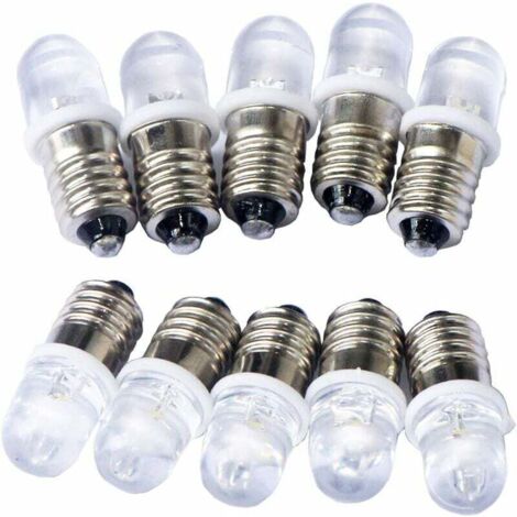 [NON UTILIZZATO] 10 lampadine LED E10 4,5 V, bianco freddo, 6000 K