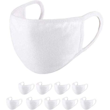 [NON UTILIZZATO] 10 Pièces, Blanc Coton, Réutilisable Antipoussière Lavable, pour un Usage Quotidien, Extérieur, Sport