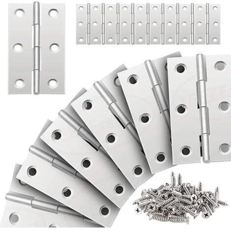 [NON UTILIZZATO] 20 pezzi cerniere in acciaio inossidabile, cerniere pieghevoli per porte di armadietti, 66-38 mm, per ferramenta per mobili per la casa, guardaroba, porta del cassetto, con viti
