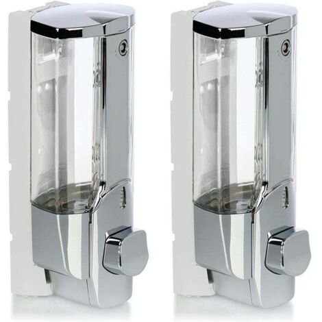 [NON UTILIZZATO] 2x Dispenser di sapone da parete - Dispenser di sapone da parete ricaricabili - Dispenser di sapone per bagnoschiuma e shampoo (cromati)