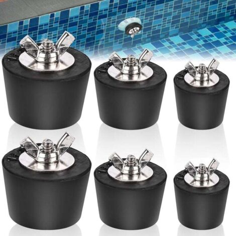 [NON UTILIZZATO] 6 tappi invernali per piscine - Tappi in gomma da 32 mm/38 mm/51 mm con bulloni in acciaio inossidabile per piscine Intex, accessori invernali per piscine