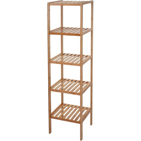 [NON UTILIZZATO] Arredo bagno bambu a listelle serie HHG-550 mobile scaffale 140x36x34cm