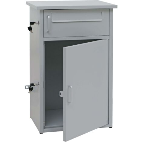 [NON UTILIZZATO] Cassetta per pacchi HHG-266, cassetta postale portalettere, 2 scomparti, acciaio 78x49x38cm, grigio chiaro