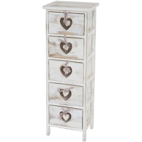 [NON UTILIZZATO] Cassettiera comodino shabby vintage Forli legno di paulonia bianco 25x29x86cm 5 cassetti
