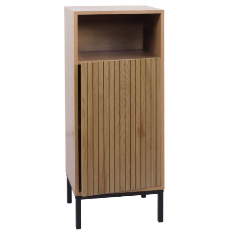 [NON UTILIZZATO] Comò HHG-177, arredo bagno Armadio con 1 anta, 3 scomparti, MDF melaminico 98x39x30 cm, effetto legno chiaro