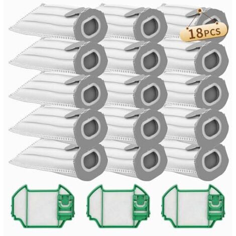 [NON UTILIZZATO] Confezione da 15 sacchetti per aspirapolvere Vorwerk Kobold VK7, compatibili con Vorwerk Kobold VK7 FP7, con 3 filtri HEPA, parti di ricambio per sacchetti filtro, sacchetto per la po