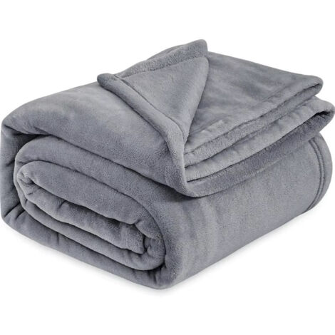 [NON UTILIZZATO] Coperta in pile di flanella in microfibra, copridivano 150x200 cm, grigio chiaro, piumone/copridivano per 2 persone, grande, calda e morbida coperta in pelliccia di peluche (grigio ch