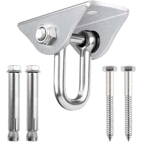[NON UTILIZZATO] Gancio da soffitto girevole a 360° in acciaio inossidabile per cemento, legno, amaca, sedia da veranda, altalena, yoga e oltre 450 kg Rotazione di 180°