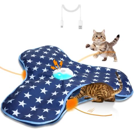 [NON UTILIZZATO] Giocattolo interattivo per gatti con meccanismo a molla - Ricaricabile, si attiva al tocco con suoni del topo, ideale per l'esercizio fisico dei gatti attivi che vivono in casa. Rives