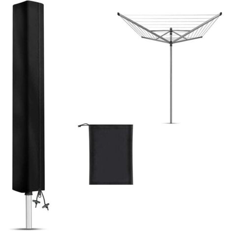 [NON UTILIZZATO] Housse de Séchoir de Linge Extérieur Rotatif Imperméable, Housse de Protection pour Séchoir Rotatif Cordes à Linge avec Fermeture éclair, Tissu Oxford 120D, Noir(160 x 15 x 15 cm)