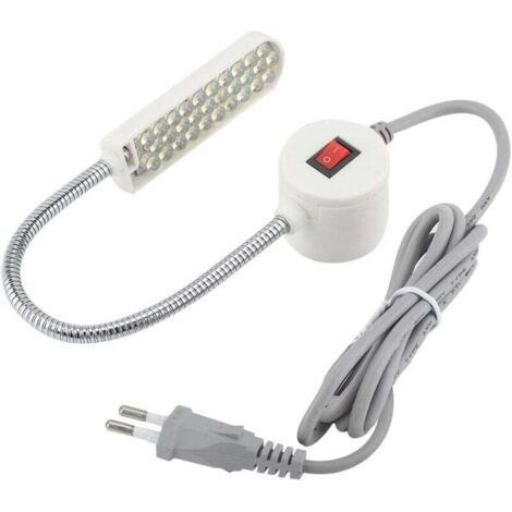 [NON UTILIZZATO] Lampada da lavoro con collo di cigno e 30 LED e base magnetica per torni, trapani e macchine da cucire (spina UE 220 V)