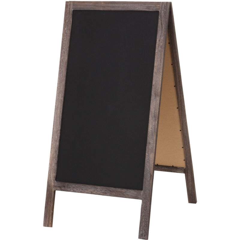 Image of HHG - non utilizzato] Lavagna xl decorativa 989 legno bilaterale 100x50cm marrone shabby