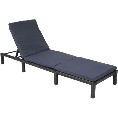 [NON UTILIZZATO] Lettino da esterno polyrattan HHG-605 regolabile Basic antracite cuscino grigio